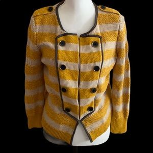 Ann Taylor Loft Mustard & Cream Striped Cardigan